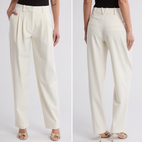 NWOT Veronica Beard Lagarde Wide Leg High Rise Cream Pleated Pants Size 4 $498 - Picture 2 of 13